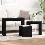 Mesas Nido 3 pcs Roble Negro Madera de ingeniería