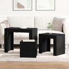 Mesas Nido 3 pcs Roble Negro Madera de ingeniería