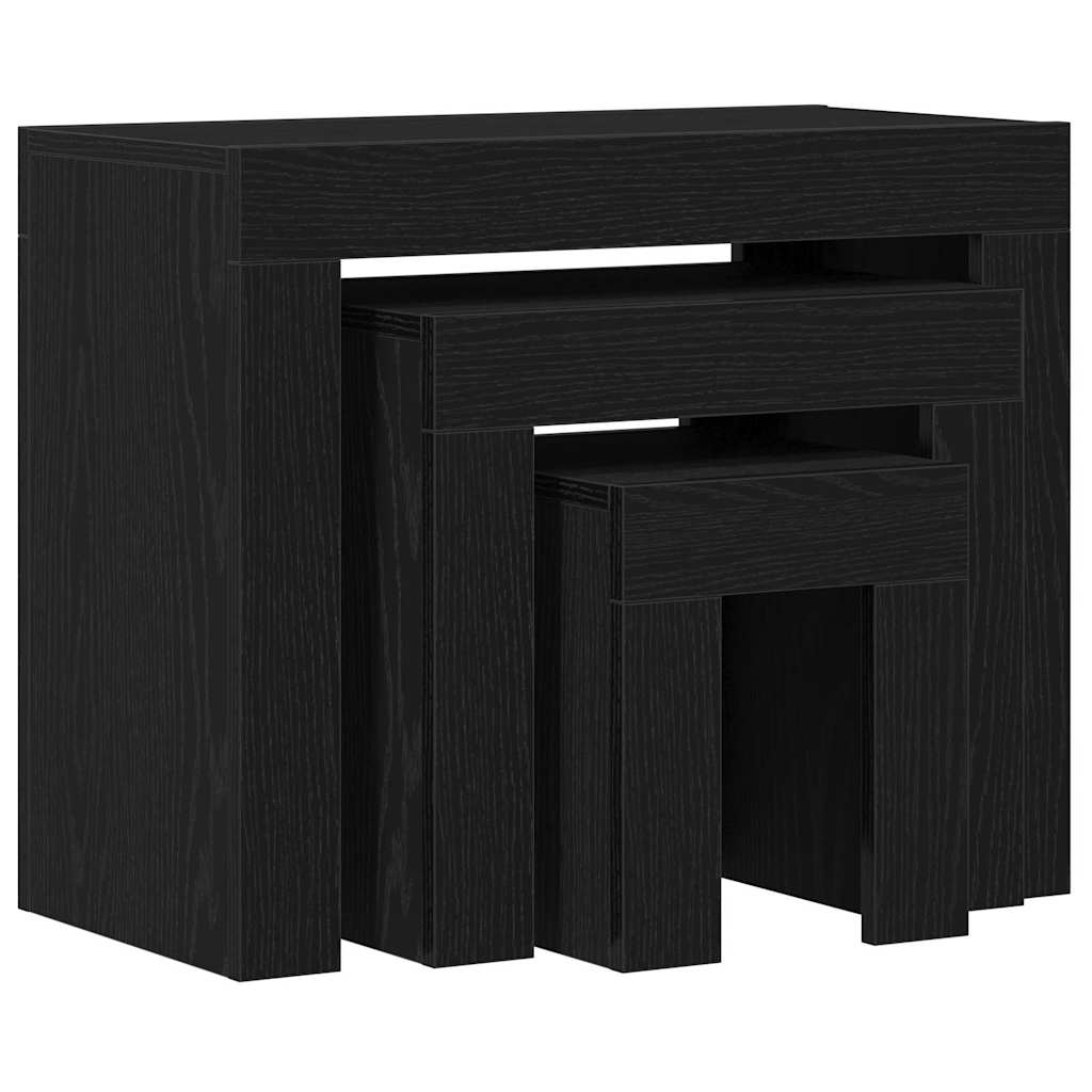 Mesas Nido 3 pcs Roble Negro Madera de ingeniería