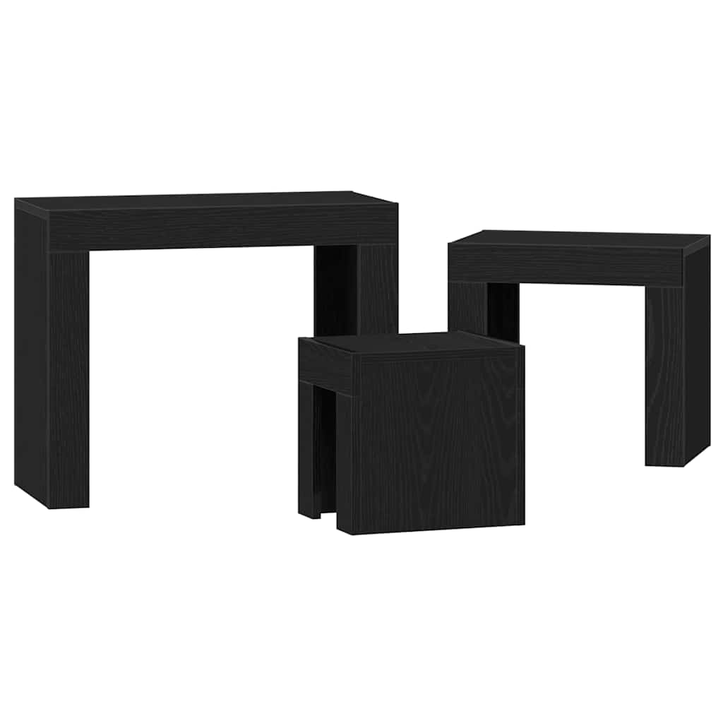 Mesas Nido 3 pcs Roble Negro Madera de ingeniería