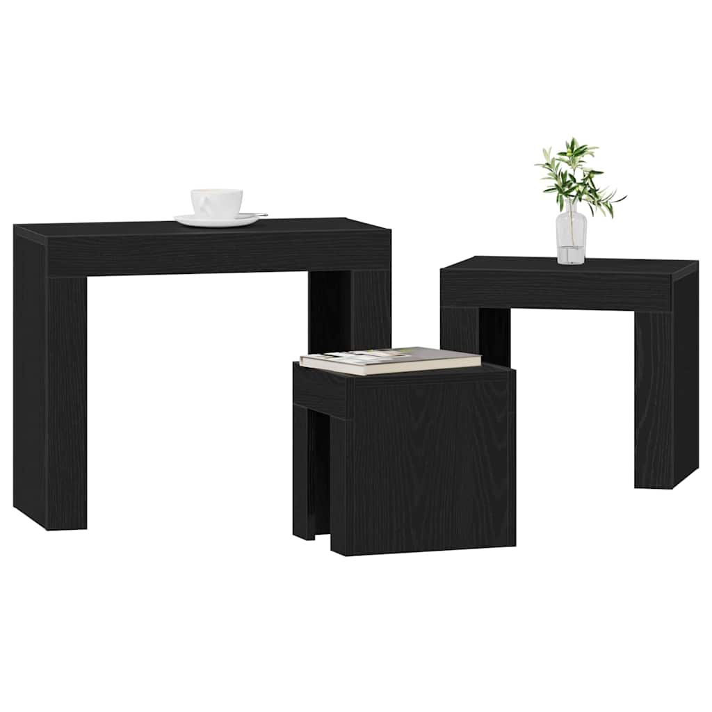 Mesas Nido 3 pcs Roble Negro Madera de ingeniería