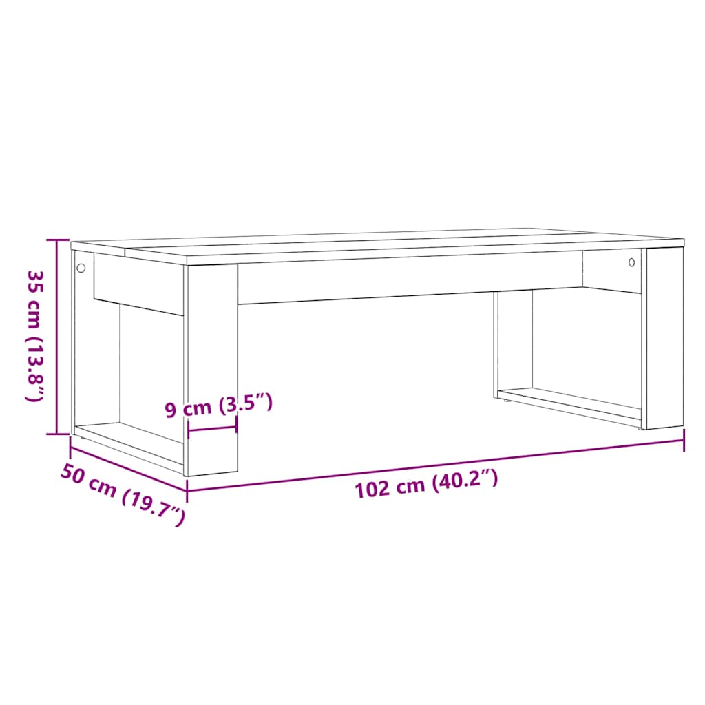 Mesa de Café Roble Negro 102 x 50 x 35 cm Madera de ingeniería