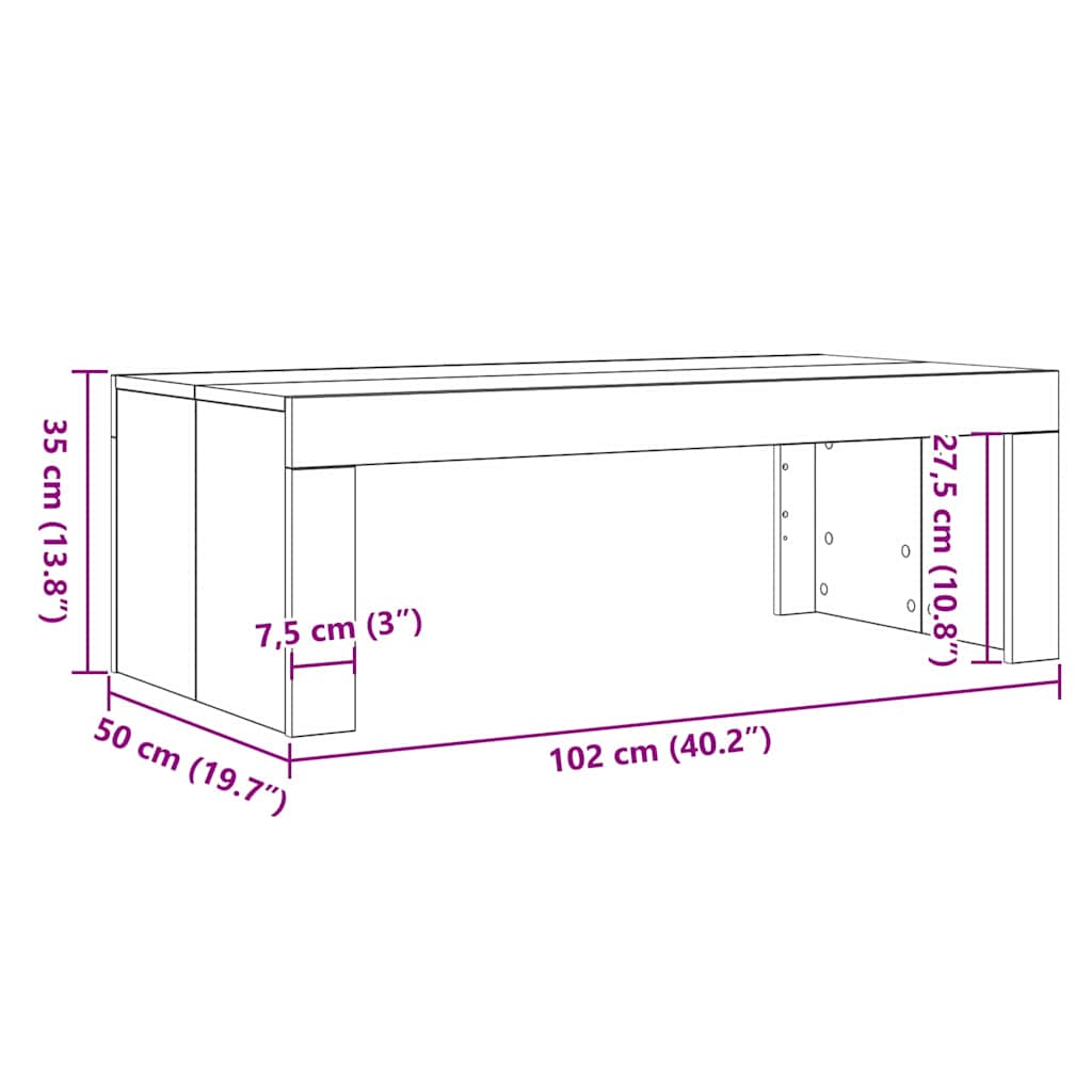 Mesa de Café Roble Negro 102 x 50 x 35 cm Madera de ingeniería