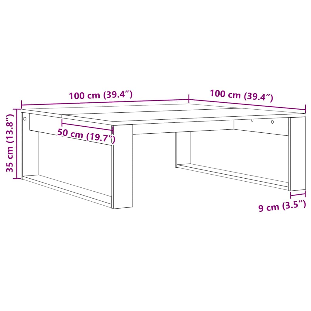 Mesa de Café Roble Negro 100 x 100 x 35 cm Madera de ingeniería