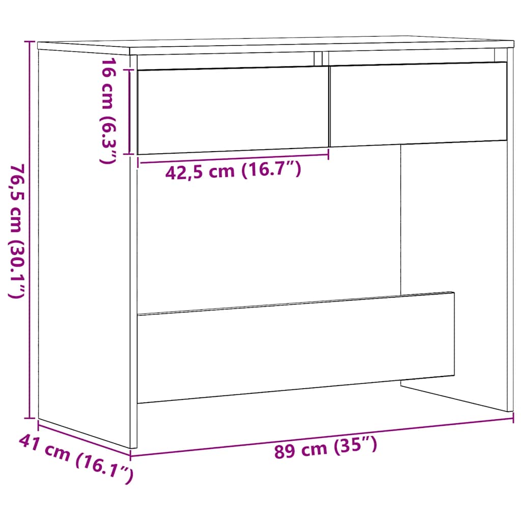 Mesa consola roble negro 89x41x76,5 cm madera de ingeniería