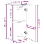Armario de pared roble negro 32x20x67 cm Madera de ingeniería