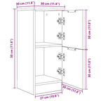 Aparador 2 pcs Roble Negro 30 x 30 x 70 cm Madera de ingeniería