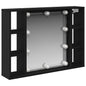Mirrored Cabinet with Shelf Black Oak 76 x 15 x 55 cm