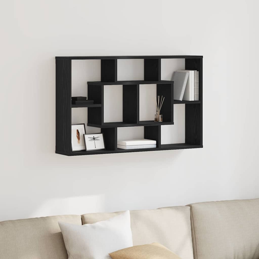 Estante de pared con estante Roble Negro 85 x 16 x 52,5 cm
