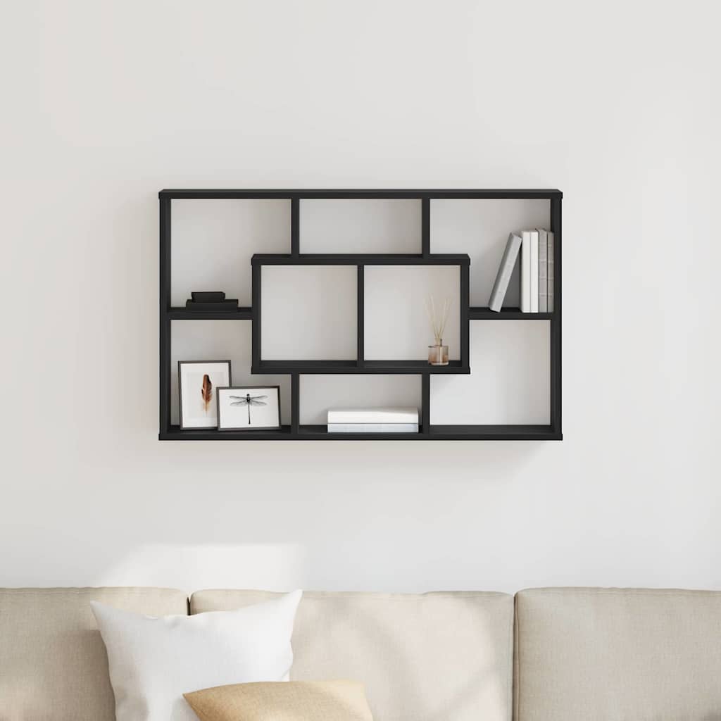 Estante de pared con estante Roble Negro 85 x 16 x 52,5 cm