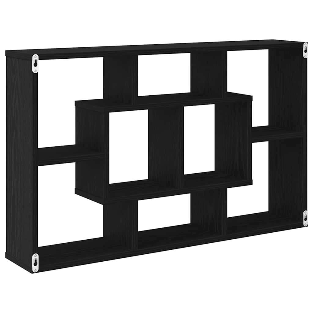 Estante de pared con estante Roble Negro 85 x 16 x 52,5 cm