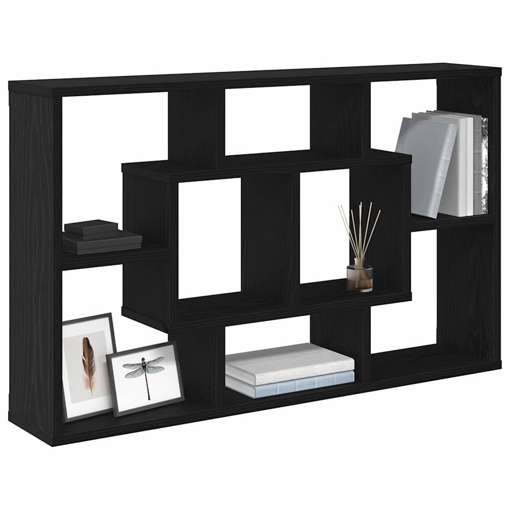 Estante de pared con estante Roble Negro 85 x 16 x 52,5 cm