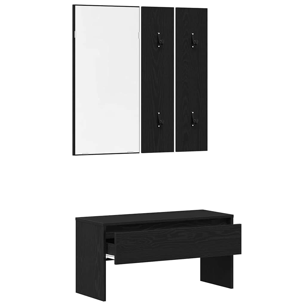 Conjunto de muebles de recibidor con cajón 4 pcs Roble Negro