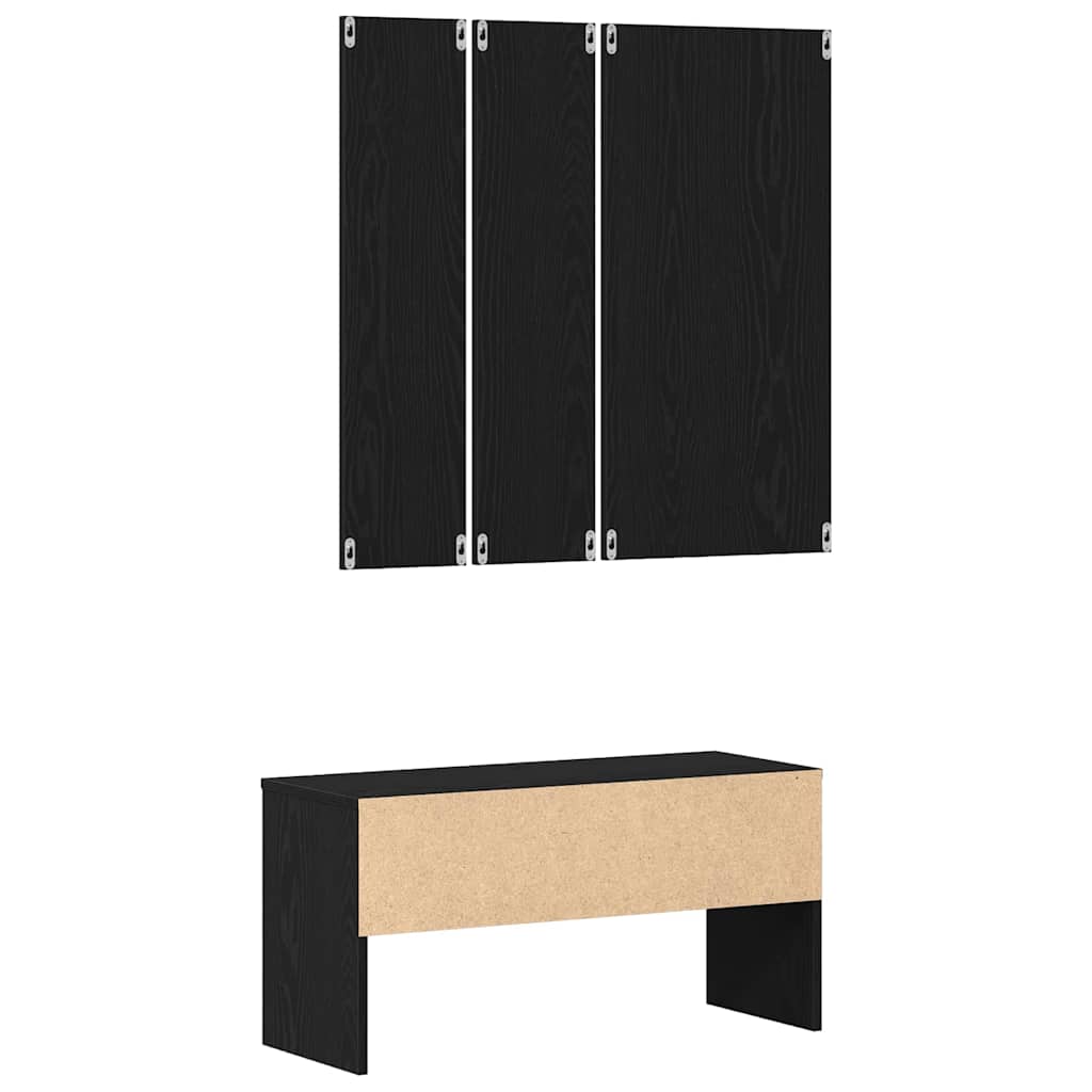 Conjunto de muebles de recibidor con cajón 4 pcs Roble Negro
