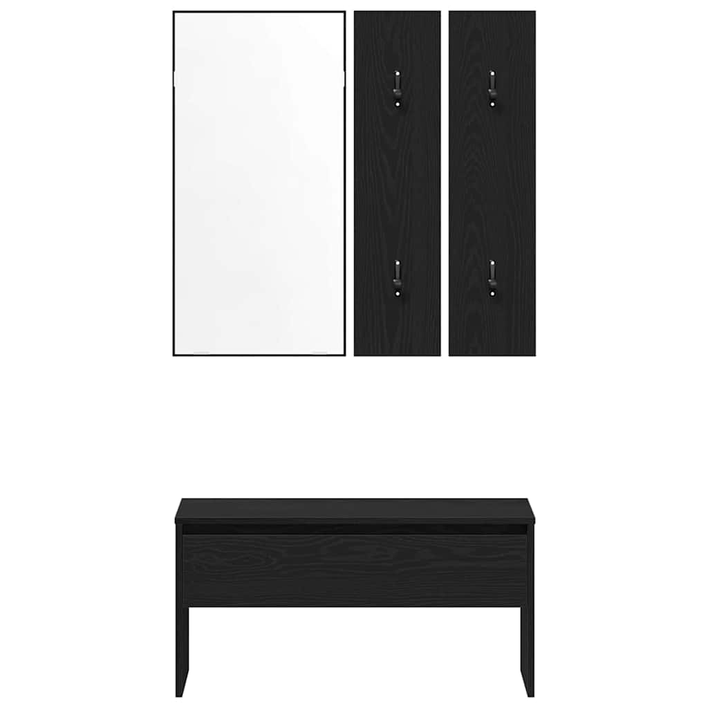 Conjunto de muebles de recibidor con cajón 4 pcs Roble Negro