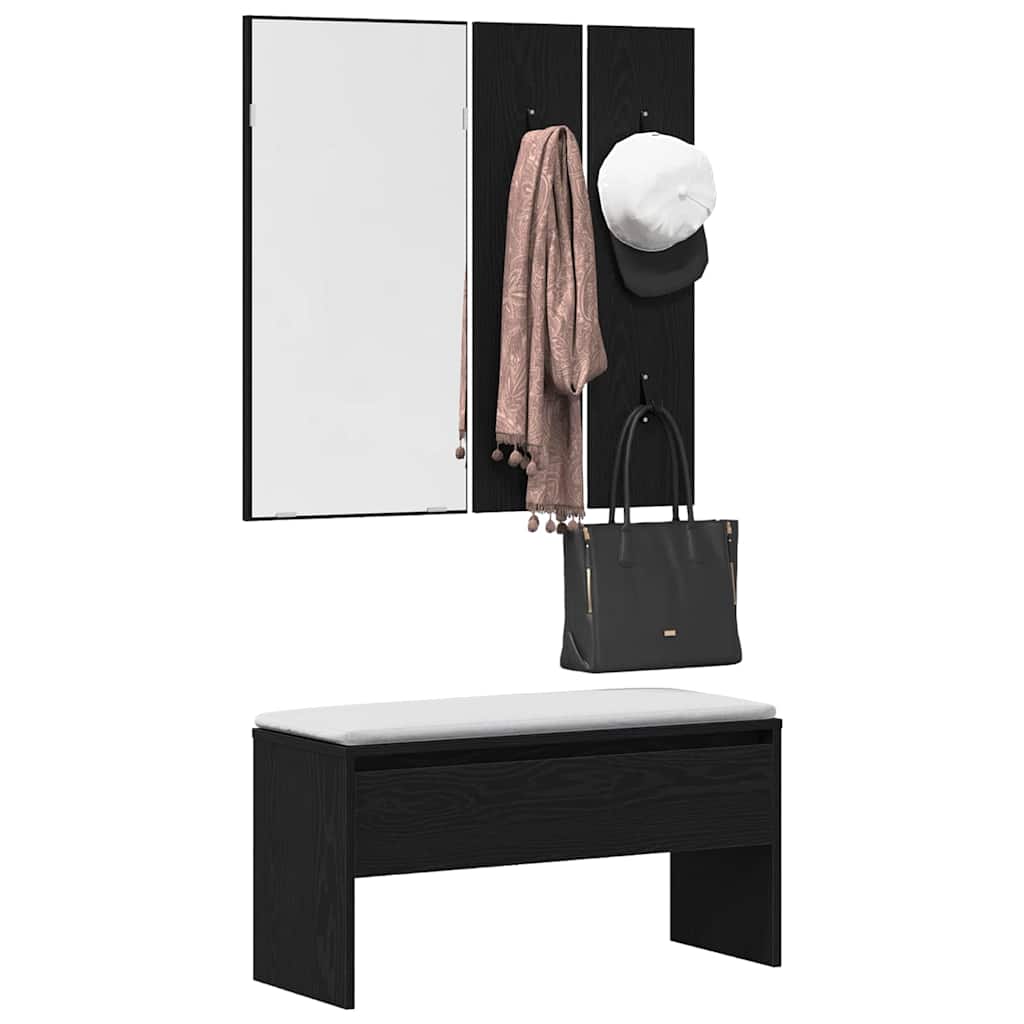Conjunto de muebles de recibidor con cajón 4 pcs Roble Negro