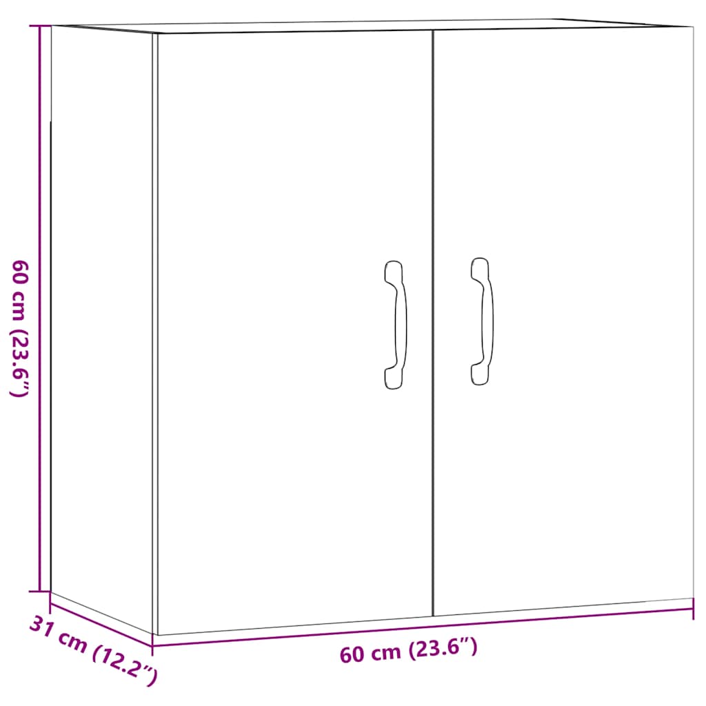 Armario de pared roble negro 60x31x60 cm madera de ingeniería