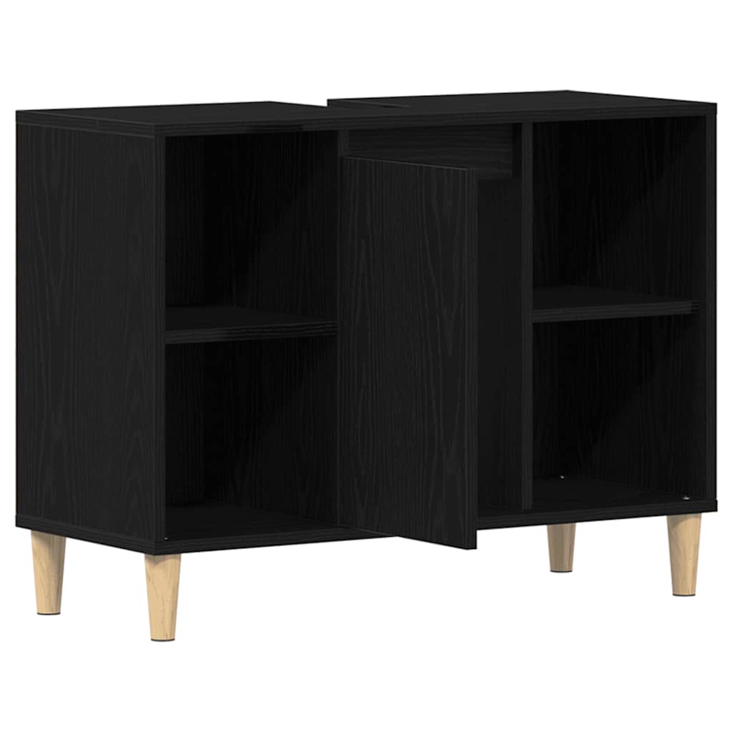 Mueble para lavabo roble negro 80x33x60 cm madera de ingeniería