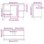 Mueble para lavabo roble negro 80x33x60 cm madera de ingeniería