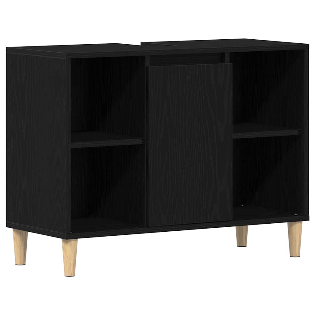 Mueble para lavabo roble negro 80x33x60 cm madera de ingeniería