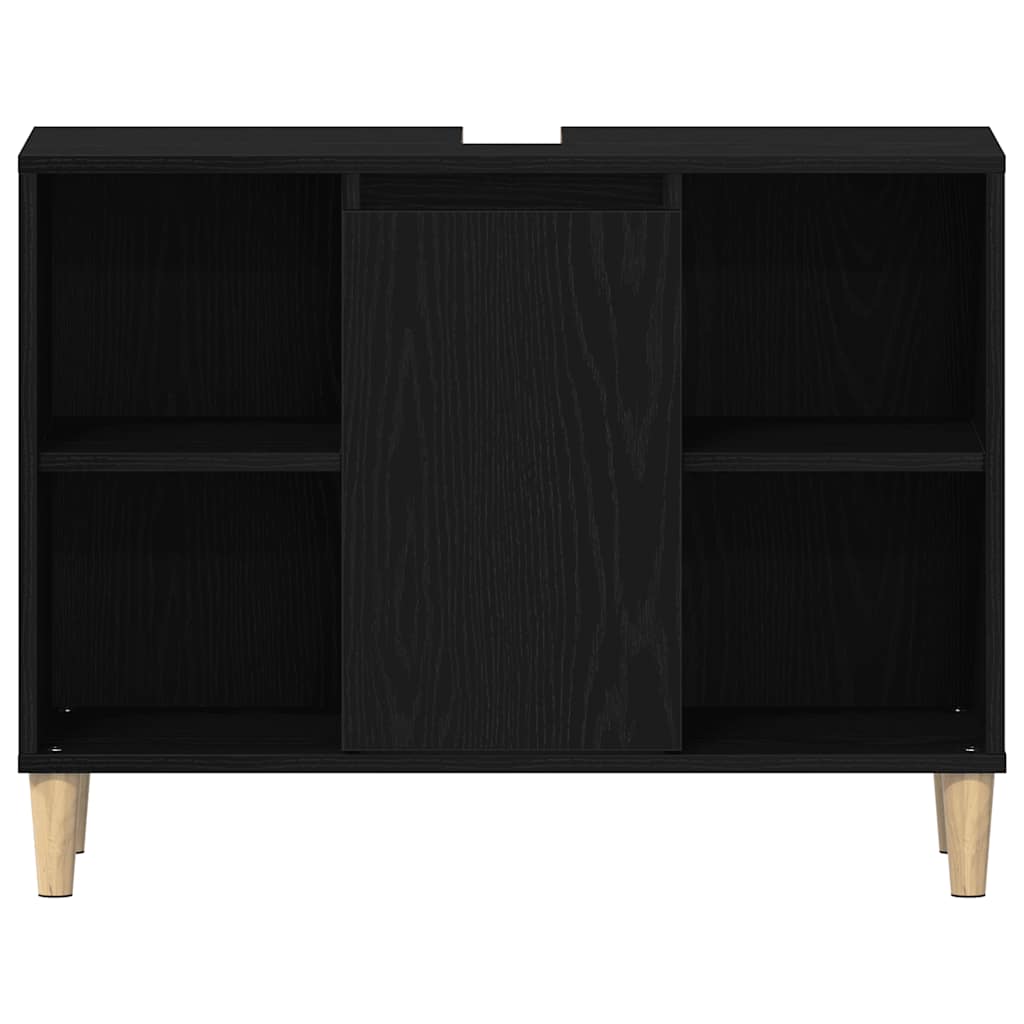 Mueble para lavabo roble negro 80x33x60 cm madera de ingeniería