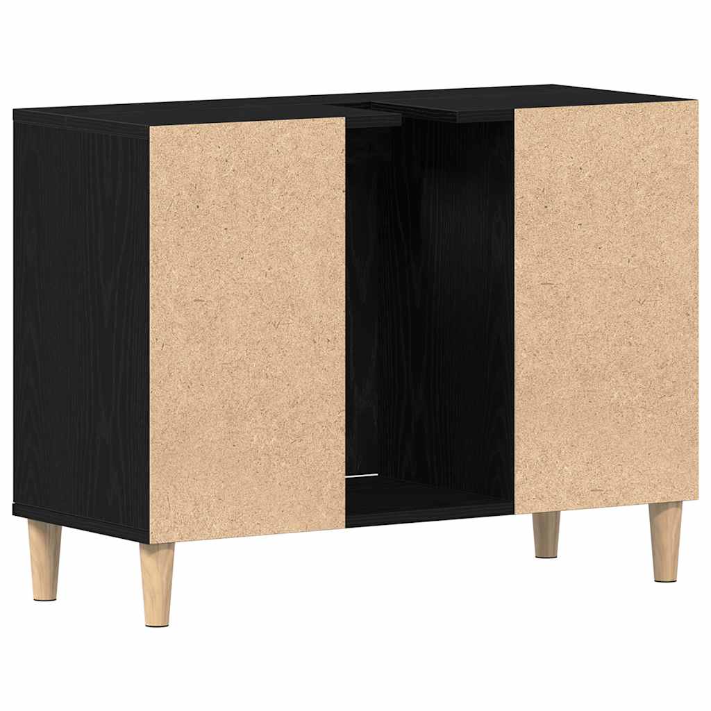 Mueble para lavabo roble negro 80x33x60 cm madera de ingeniería