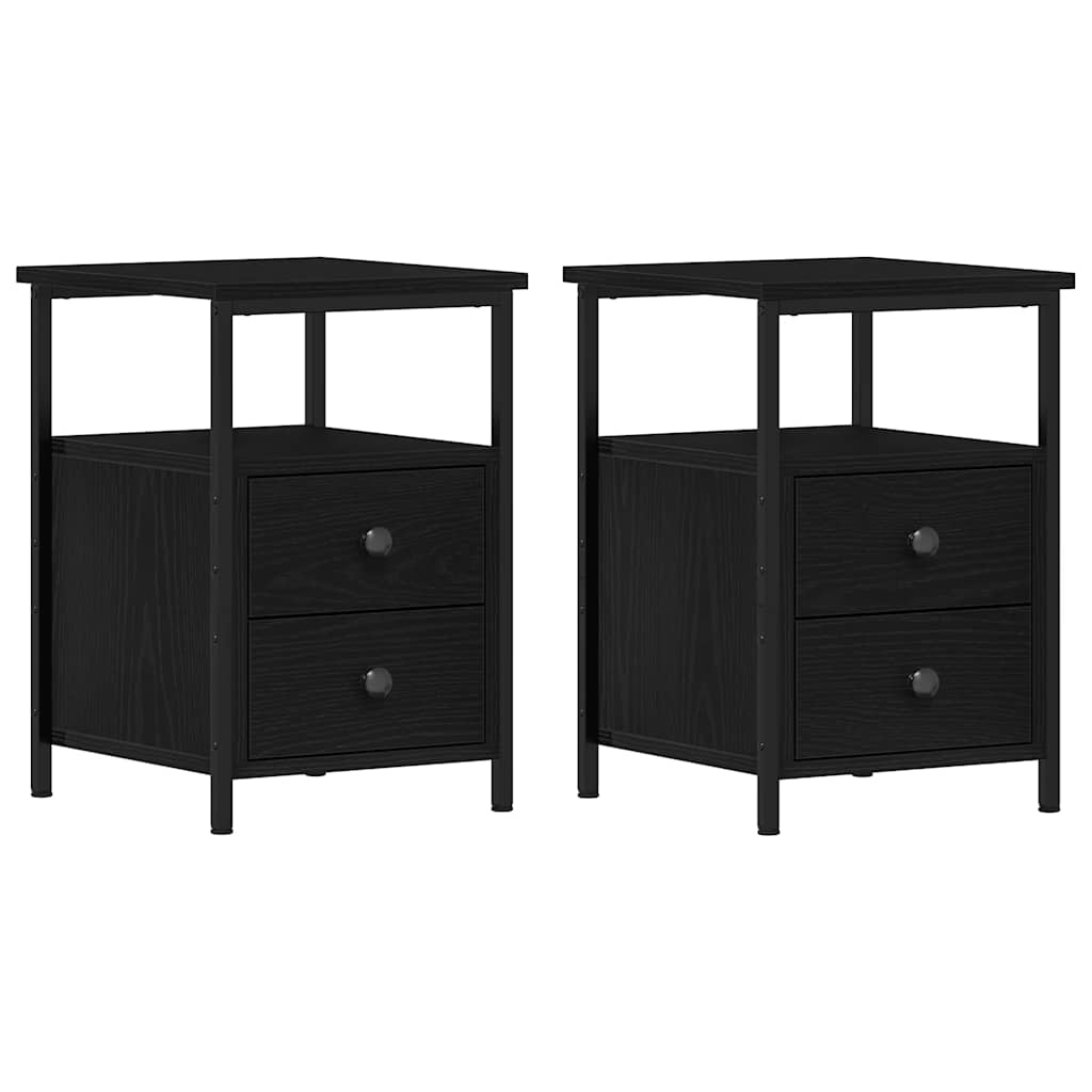Mesitas de noche 2 unidades Roble negro 34x35,5x50 cm Madera de ingeniería