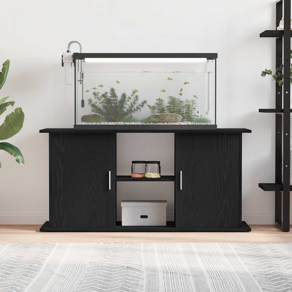 Soporte para acuario de madera de roble negro 121x41x58 cm