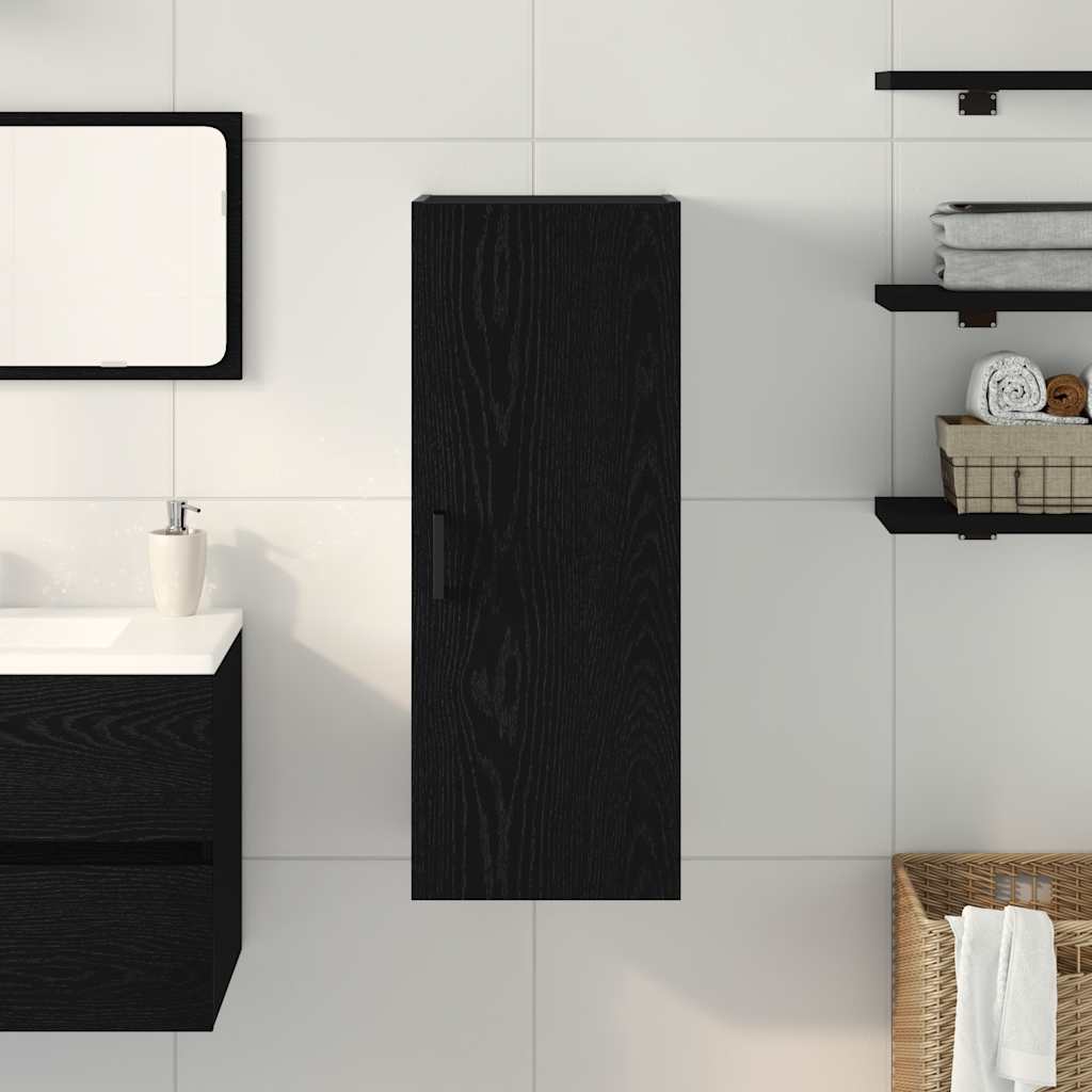 Armario de pared roble negro 34,5x34x90 cm madera de ingeniería