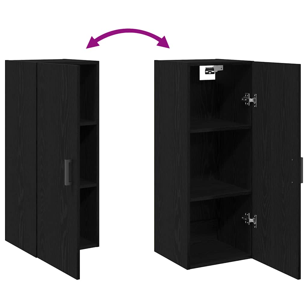 Armario de pared roble negro 34,5x34x90 cm madera de ingeniería