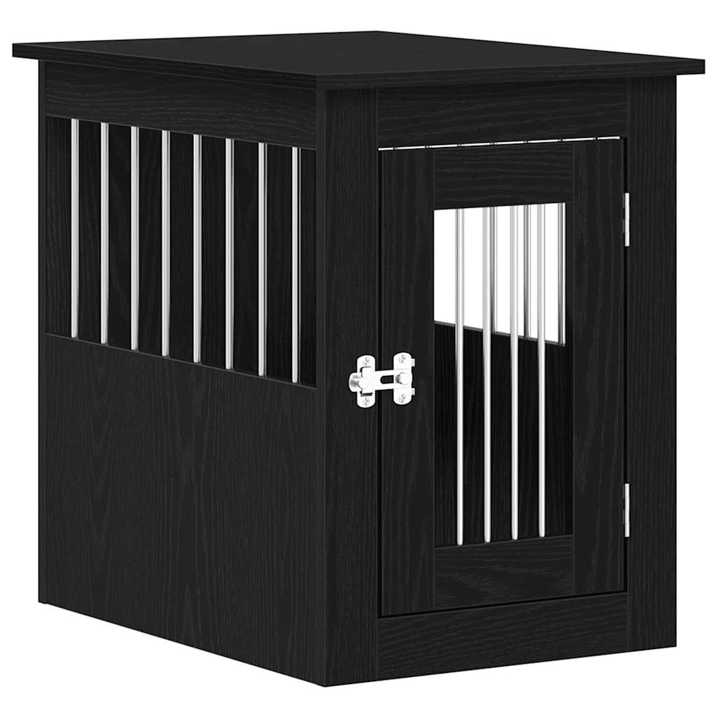 Mueble para jaula de perro de roble negro, 45 x 62 x 59 cm, madera de ingeniería