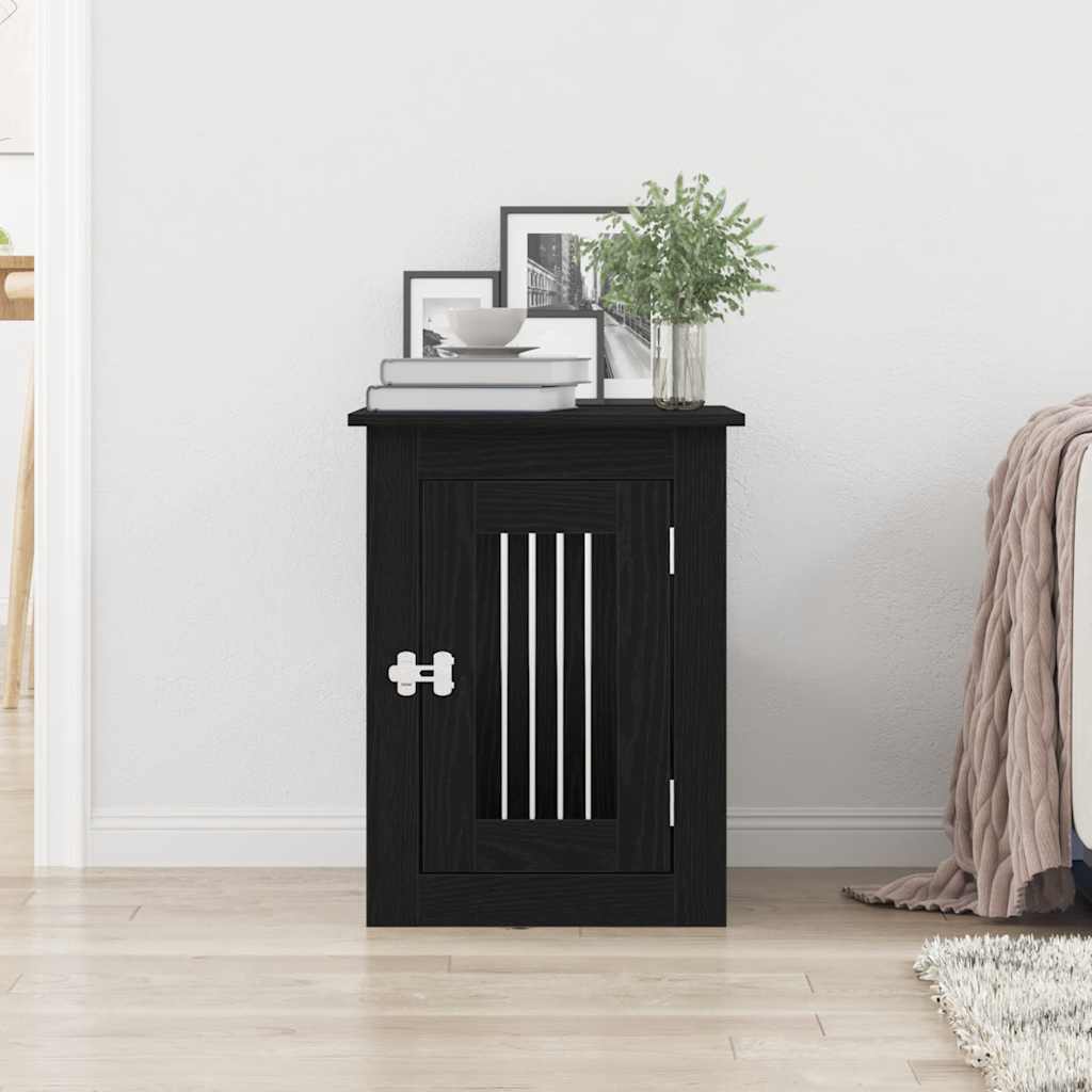 Mueble para jaula de perro de roble negro, 45 x 62 x 59 cm, madera de ingeniería