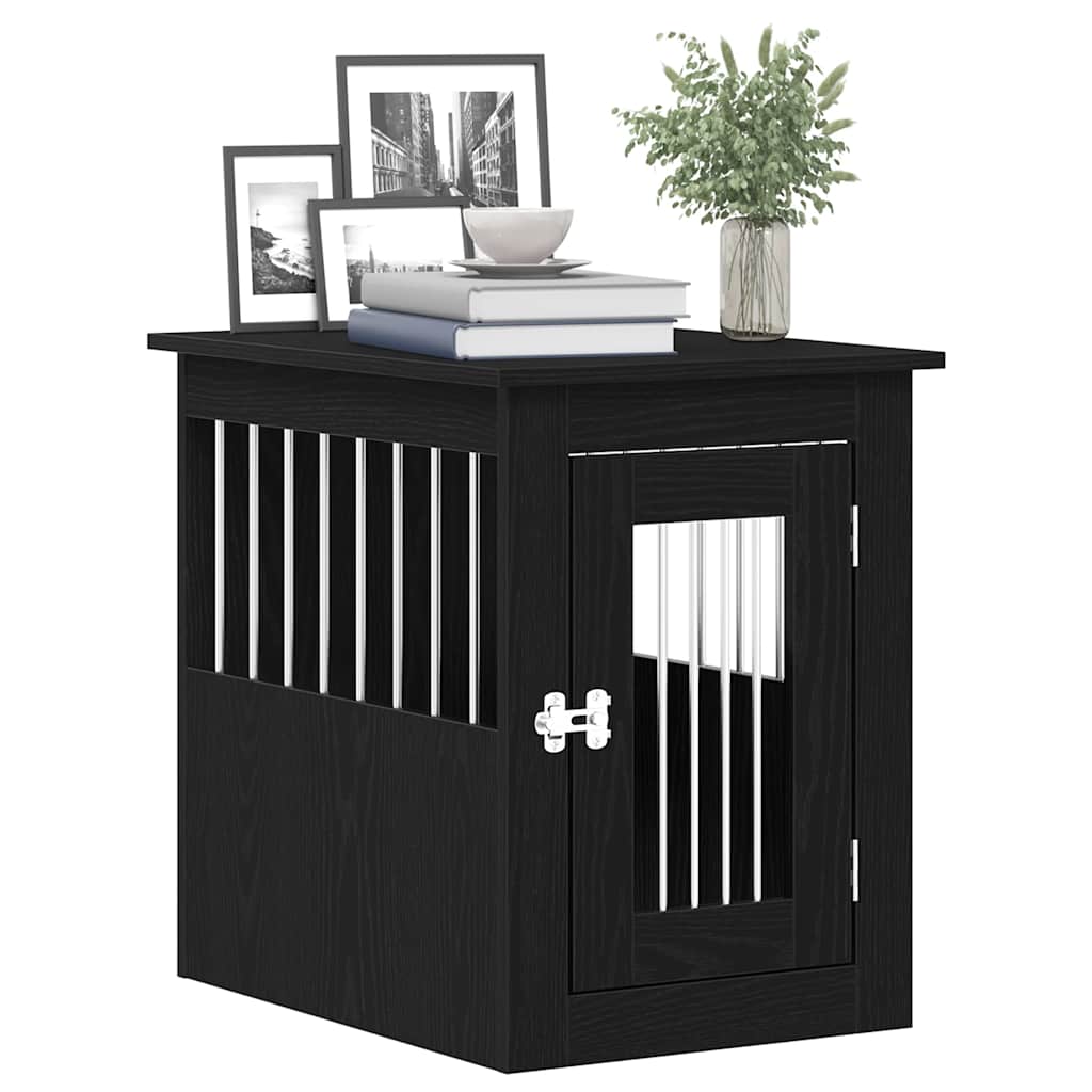 Mueble para jaula de perro de roble negro, 45 x 62 x 59 cm, madera de ingeniería