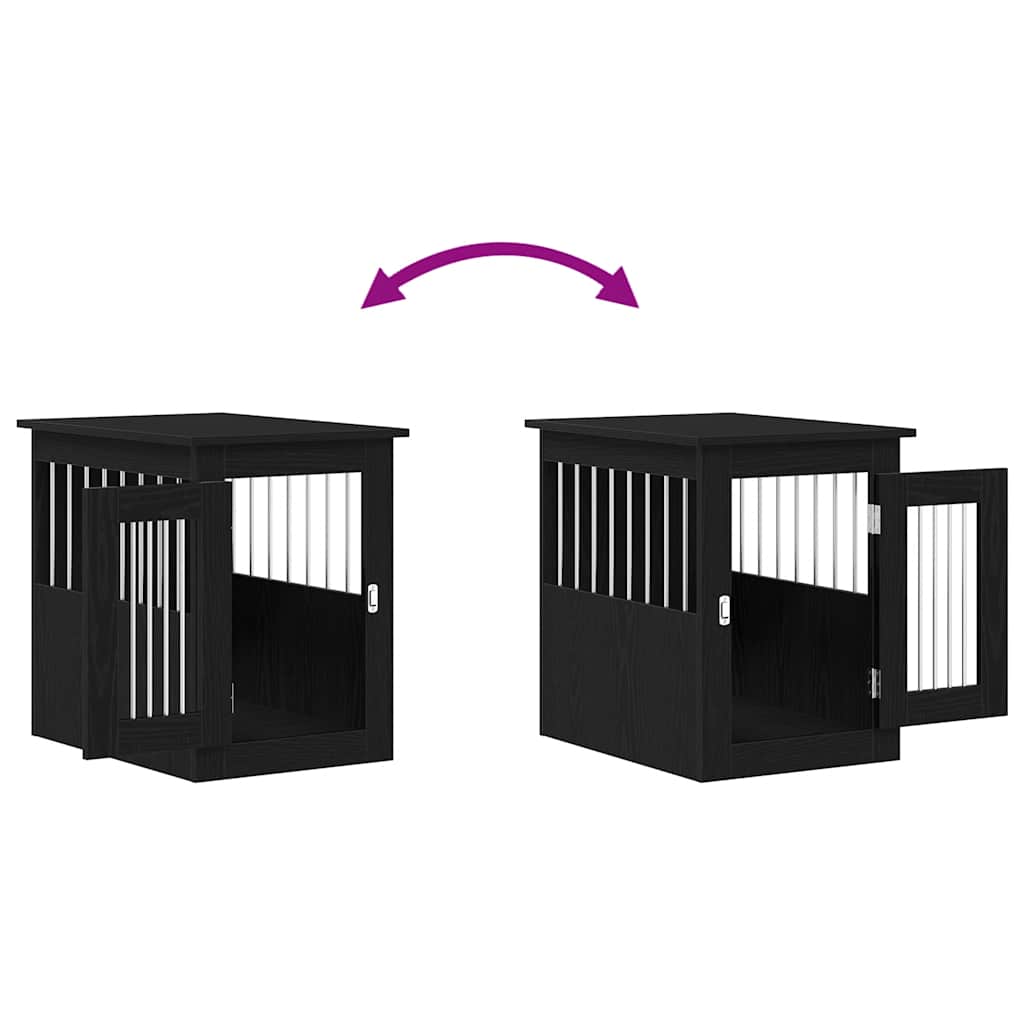 Mueble para jaula de perro de roble negro, 45 x 62 x 59 cm, madera de ingeniería