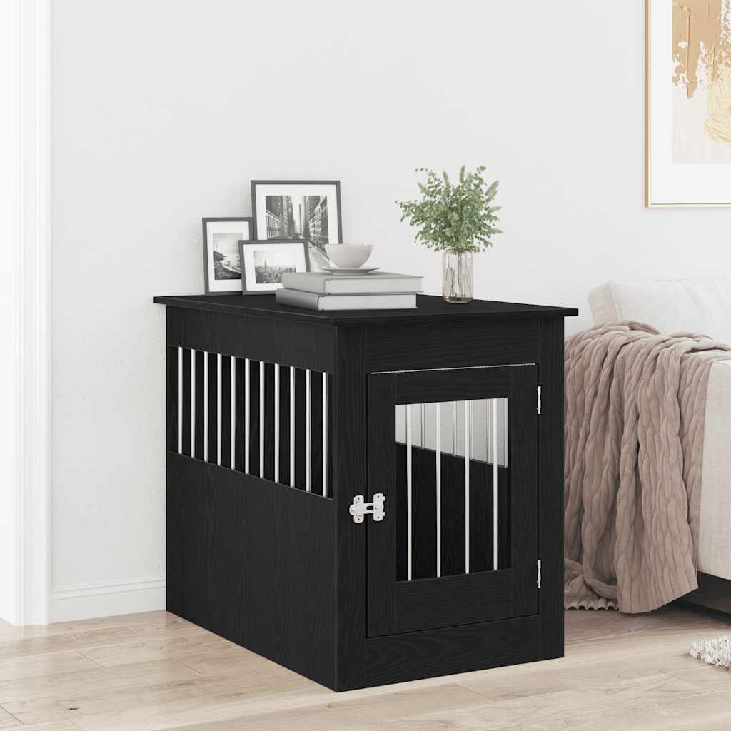 Mueble para jaula de perro de roble negro, 45 x 62 x 59 cm, madera de ingeniería
