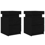 Armario de Noche con cajón 2 pcs Roble Negro 35 x 39 x 55 cm