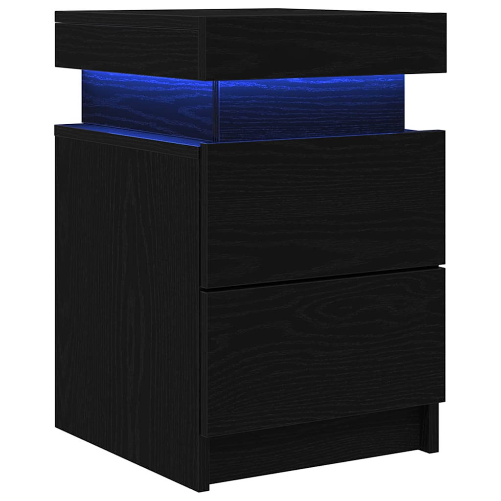 Armario de Noche con cajón 2 pcs Roble Negro 35 x 39 x 55 cm
