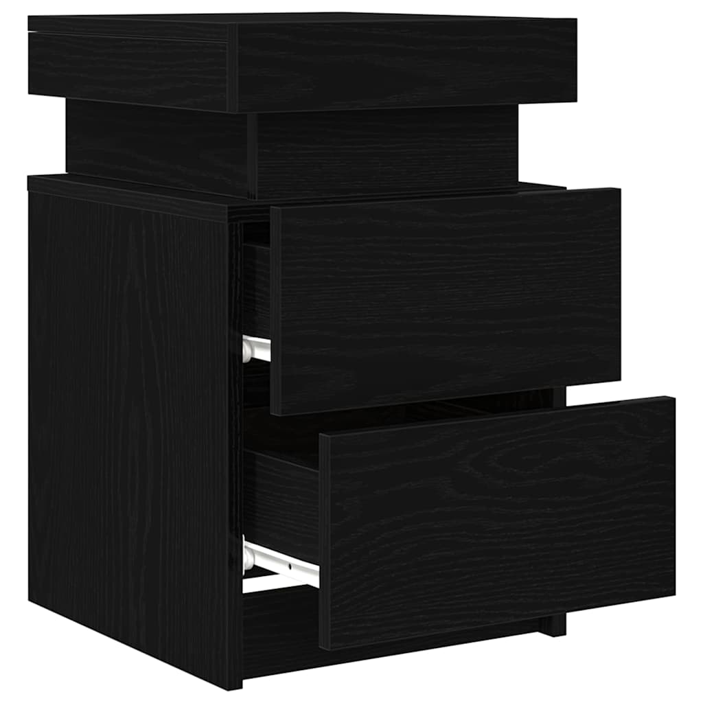Armario de Noche con cajón 2 pcs Roble Negro 35 x 39 x 55 cm