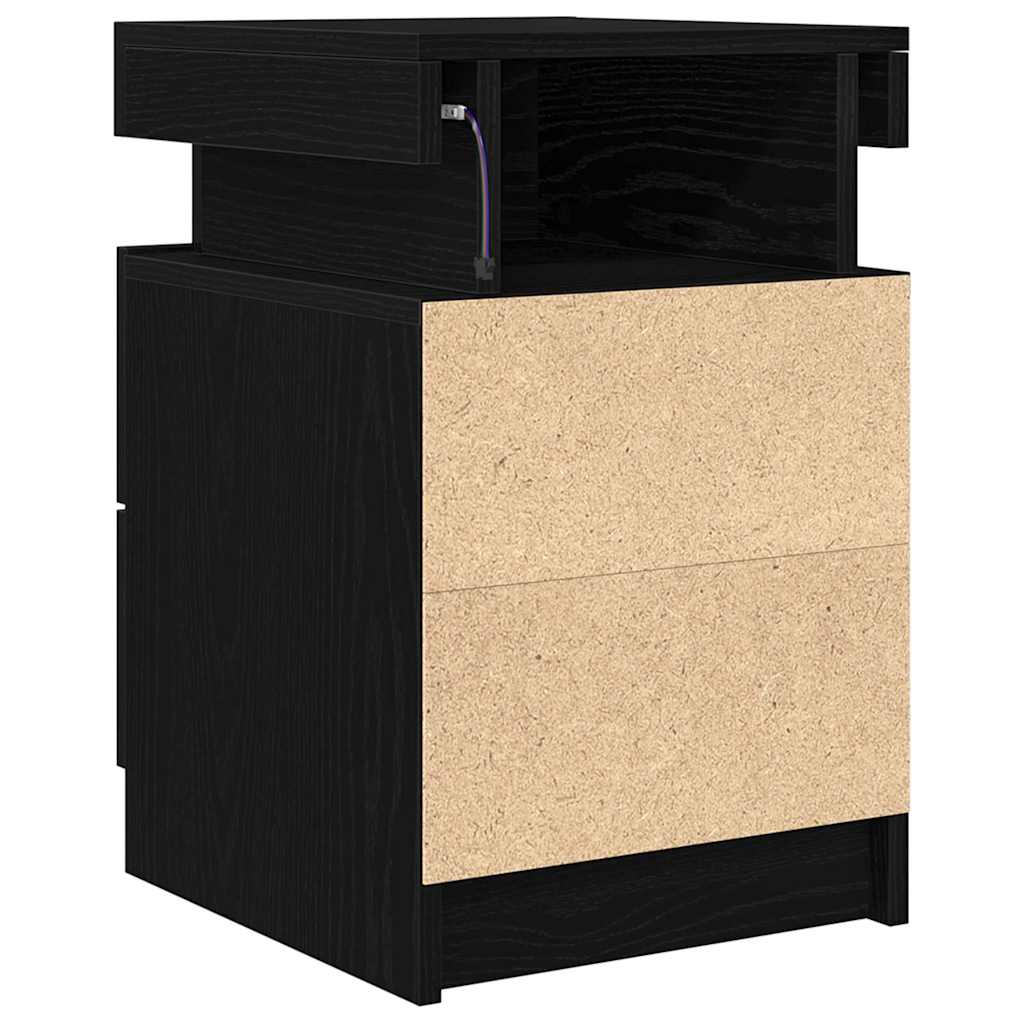 Armario de Noche con cajón 2 pcs Roble Negro 35 x 39 x 55 cm