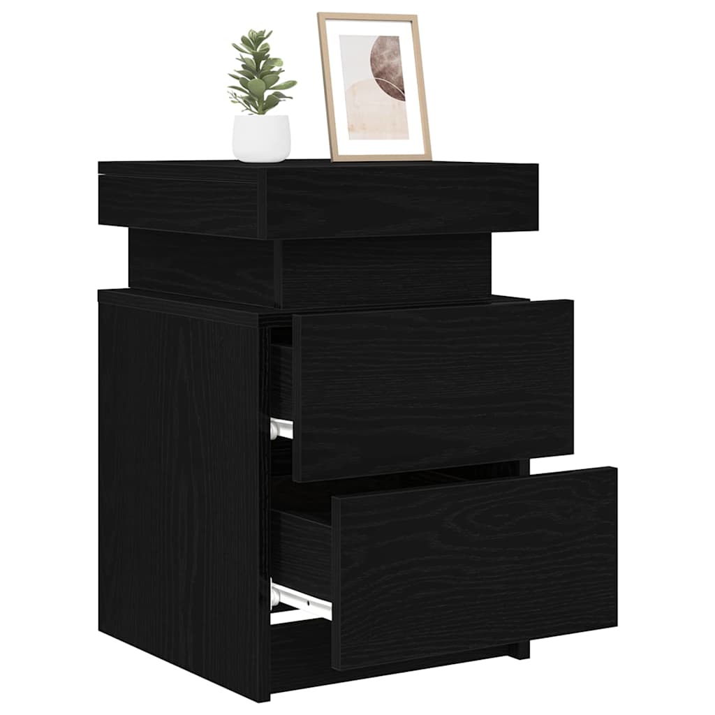 Armario de Noche con cajón 2 pcs Roble Negro 35 x 39 x 55 cm