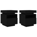 Armario de Noche con cajón 2 pcs Roble Negro 40 x 39 x 48,5 cm