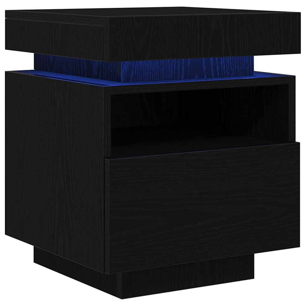 Armario de Noche con cajón 2 pcs Roble Negro 40 x 39 x 48,5 cm