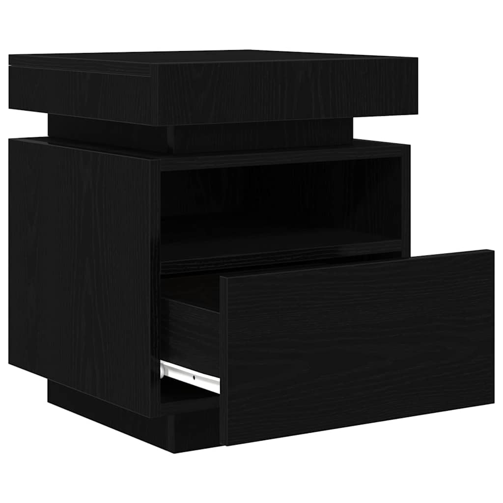 Armario de Noche con cajón 2 pcs Roble Negro 40 x 39 x 48,5 cm