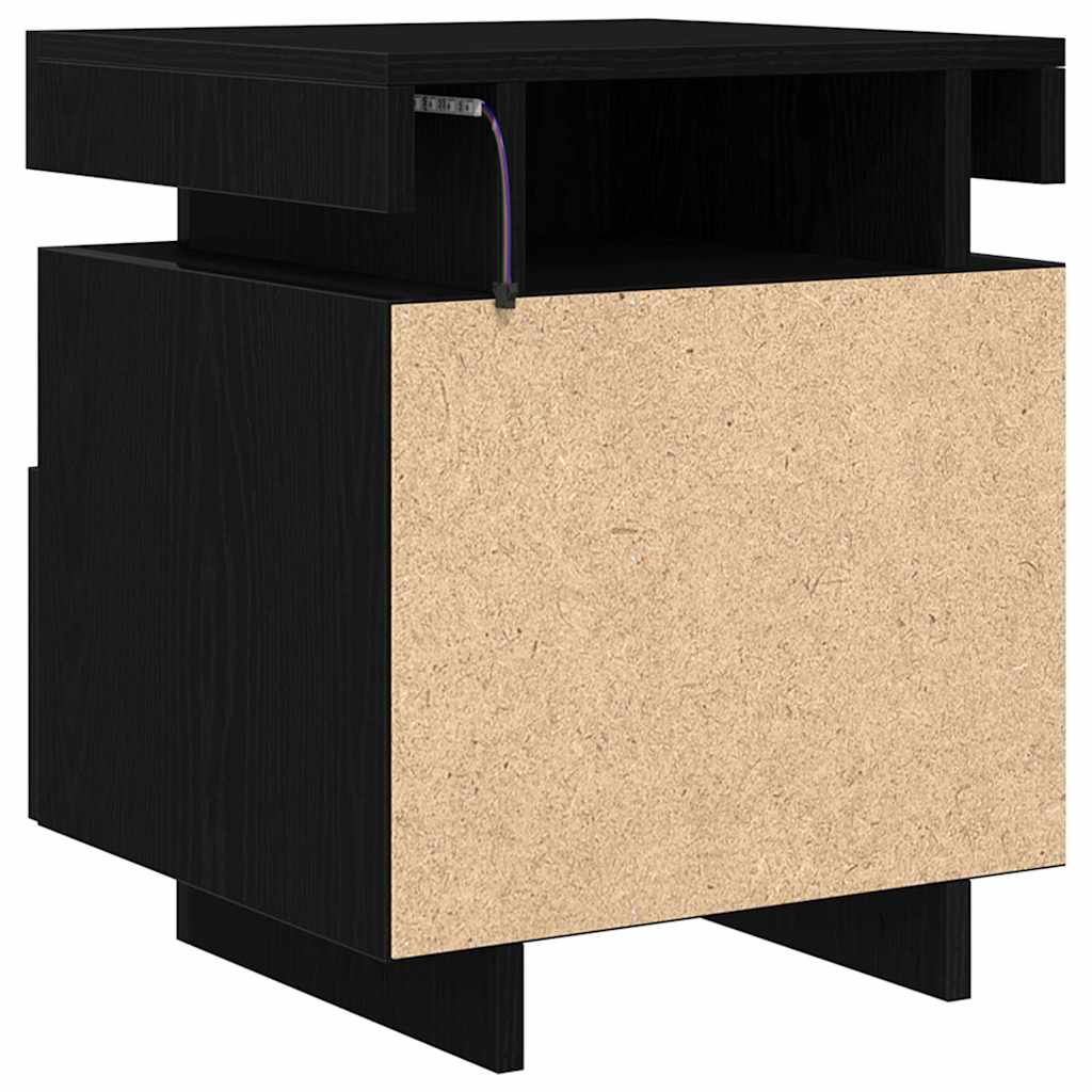 Armario de Noche con cajón 2 pcs Roble Negro 40 x 39 x 48,5 cm