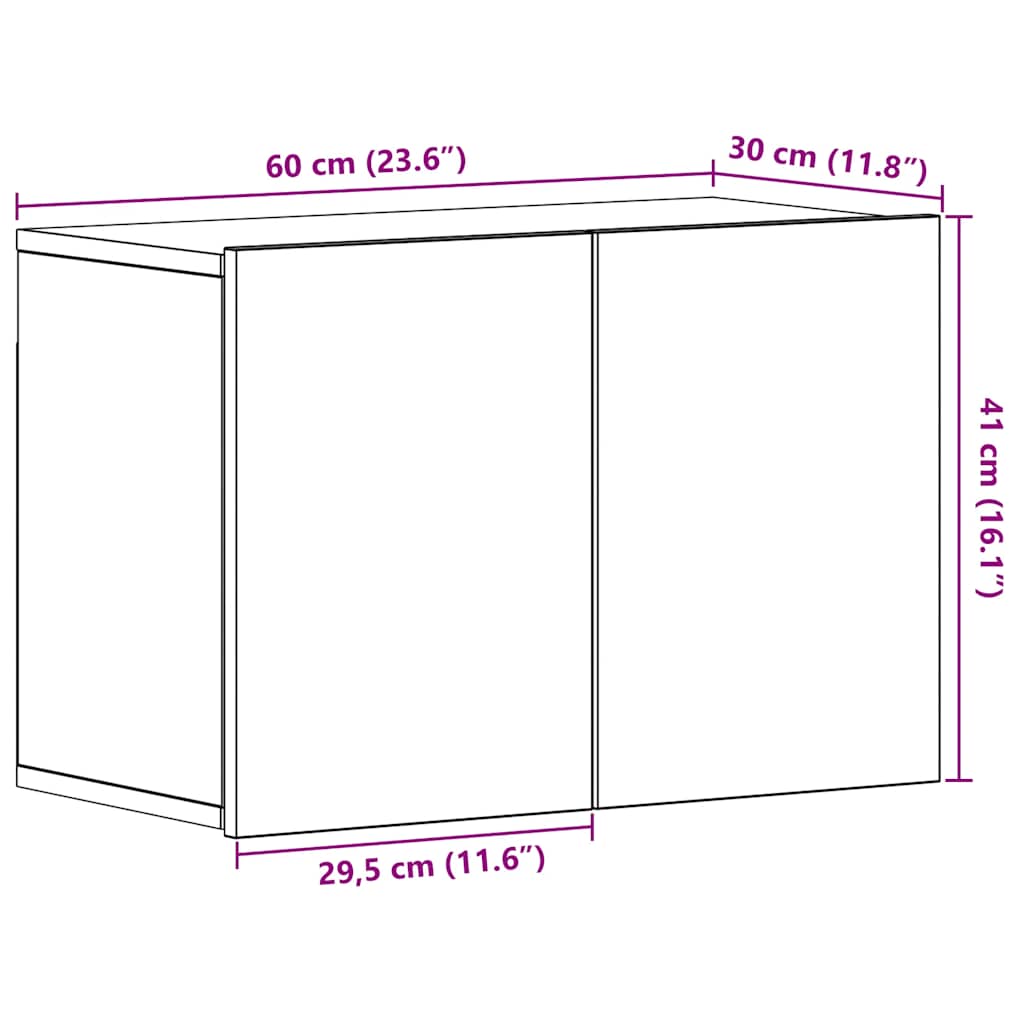 Mueble de TV roble negro 60x30x41 cm madera de ingeniería