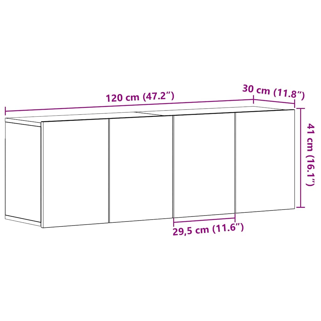 Muebles de TV 2 piezas Roble negro 120x30x41 cm Madera de ingeniería