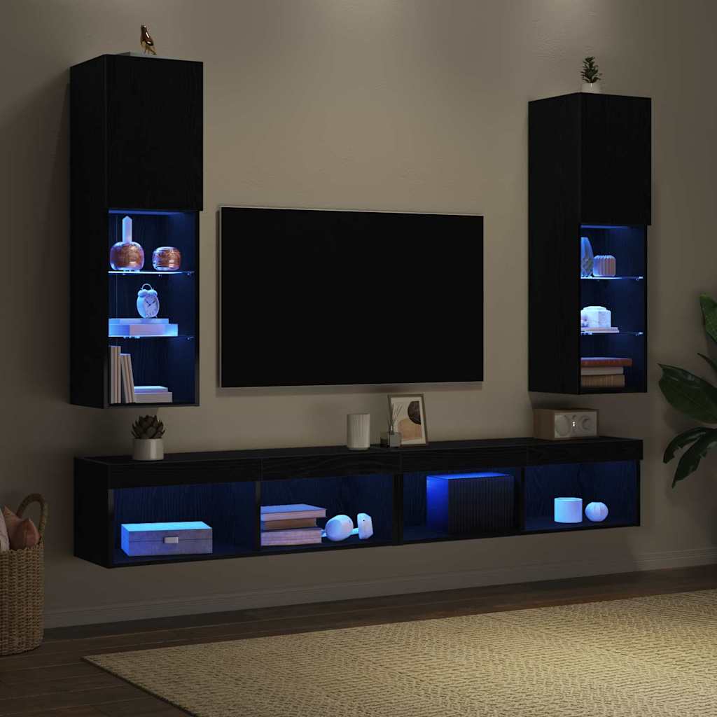 Conjunto de mueble de TV 2 pcs Roble Negro 30,5 x 30 x 102 cm