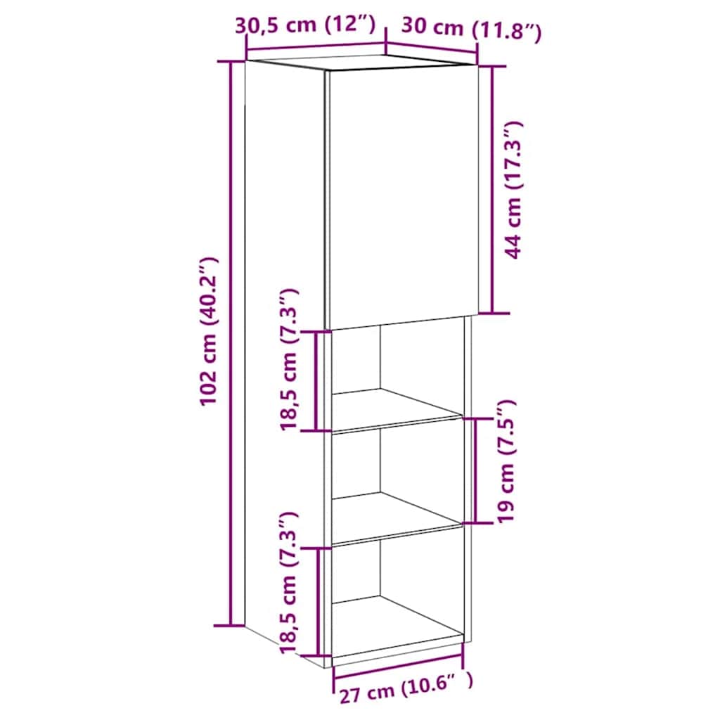 Conjunto de mueble de TV 2 pcs Roble Negro 30,5 x 30 x 102 cm