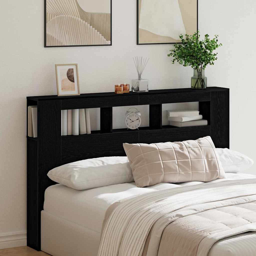 Cabecero LED con estante Roble Negro 100 x 18,5 x 103,5 cm
