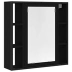 Armario de baño con espejo de madera de ingeniería de roble negro 60x16x60 cm